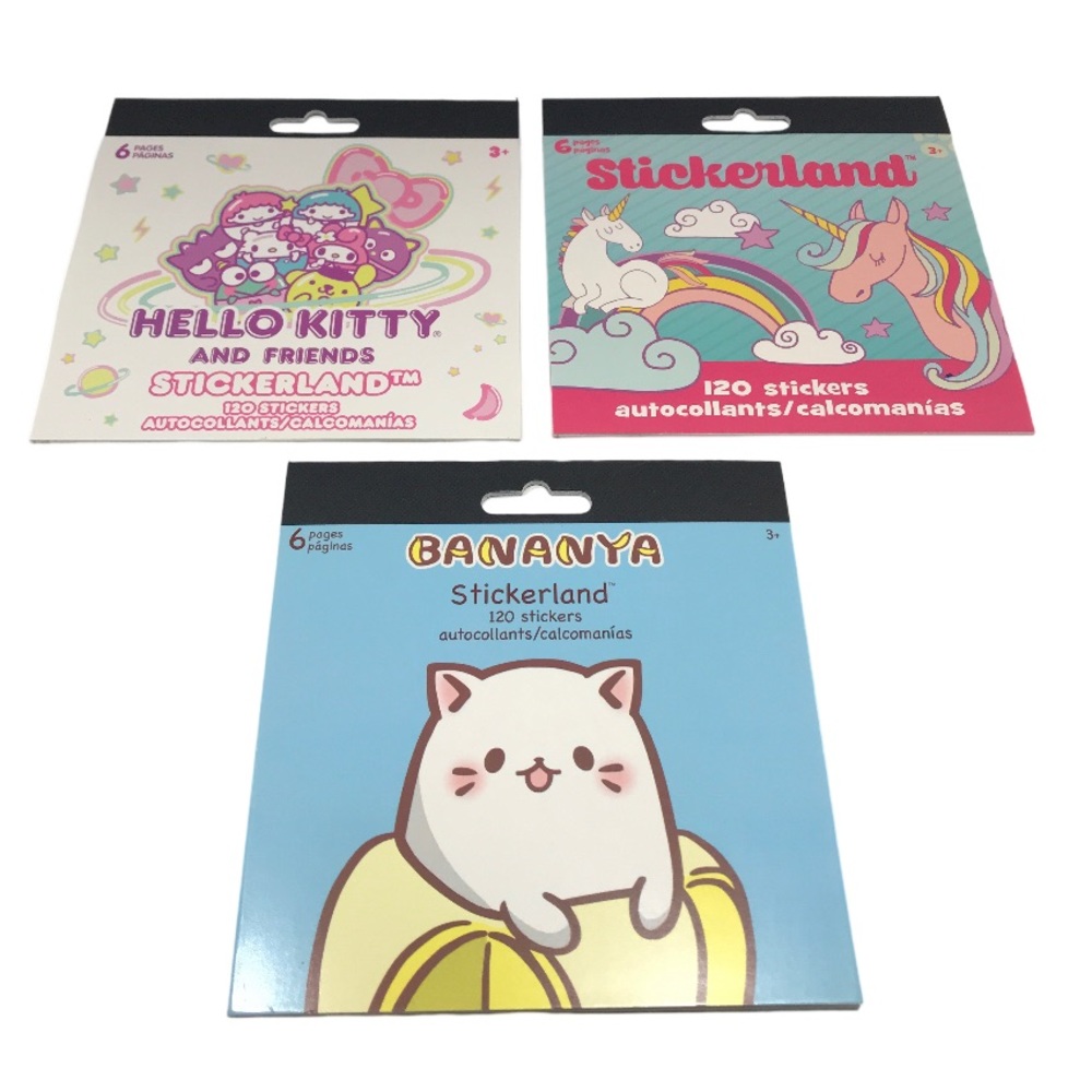 Sticker land Bundle Including Hello Kitty Bananya & Unicorn 360 Total New Lot